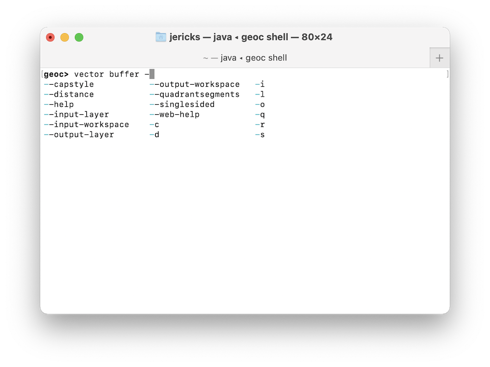 geoc shell options